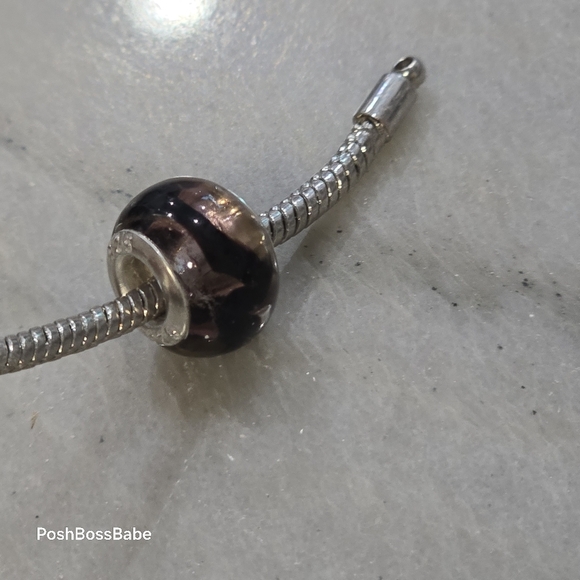 Murano .925 stearling silver center core glass bead fits pandora type bracelets - Picture 13 of 15